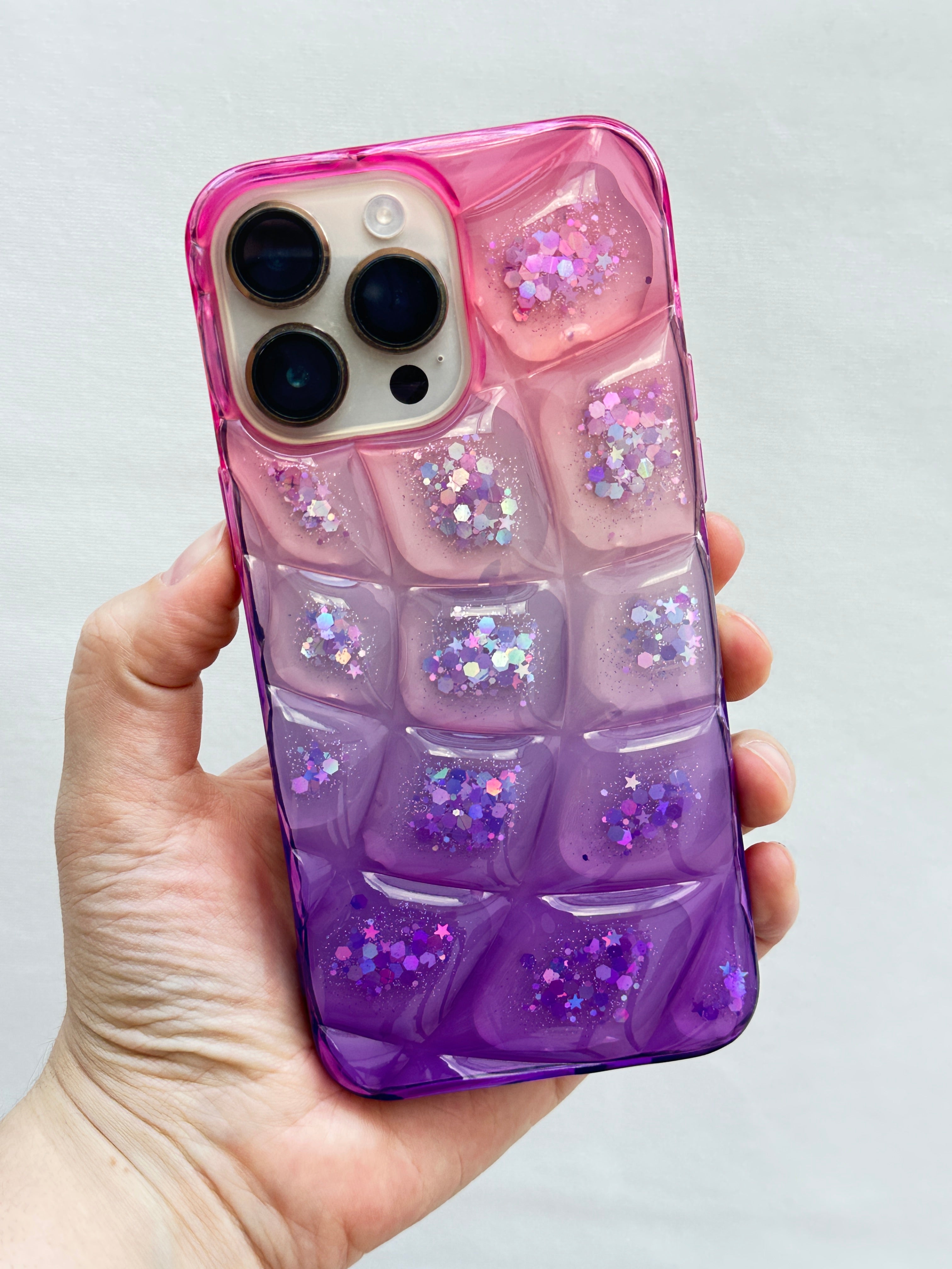 iPhone 14 Pro Max ile Uyumlu Darbelere Karşı Dayanıklı Simli Kamera Çıkıntılı Çift Renkli Diamond Kılıf