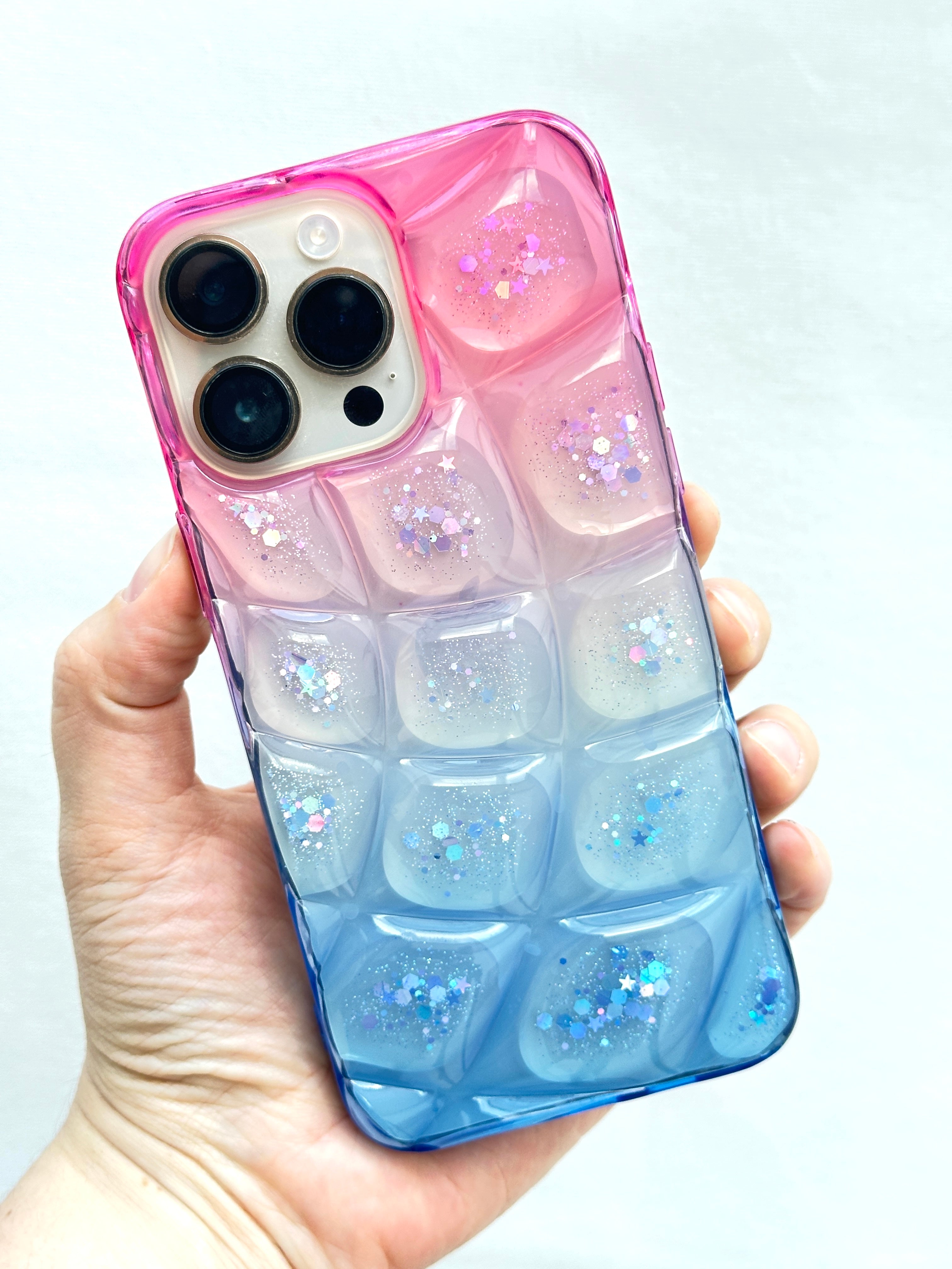 iPhone 14 Pro Max ile Uyumlu Darbelere Karşı Dayanıklı Simli Kamera Çıkıntılı Çift Renkli Diamond Kılıf