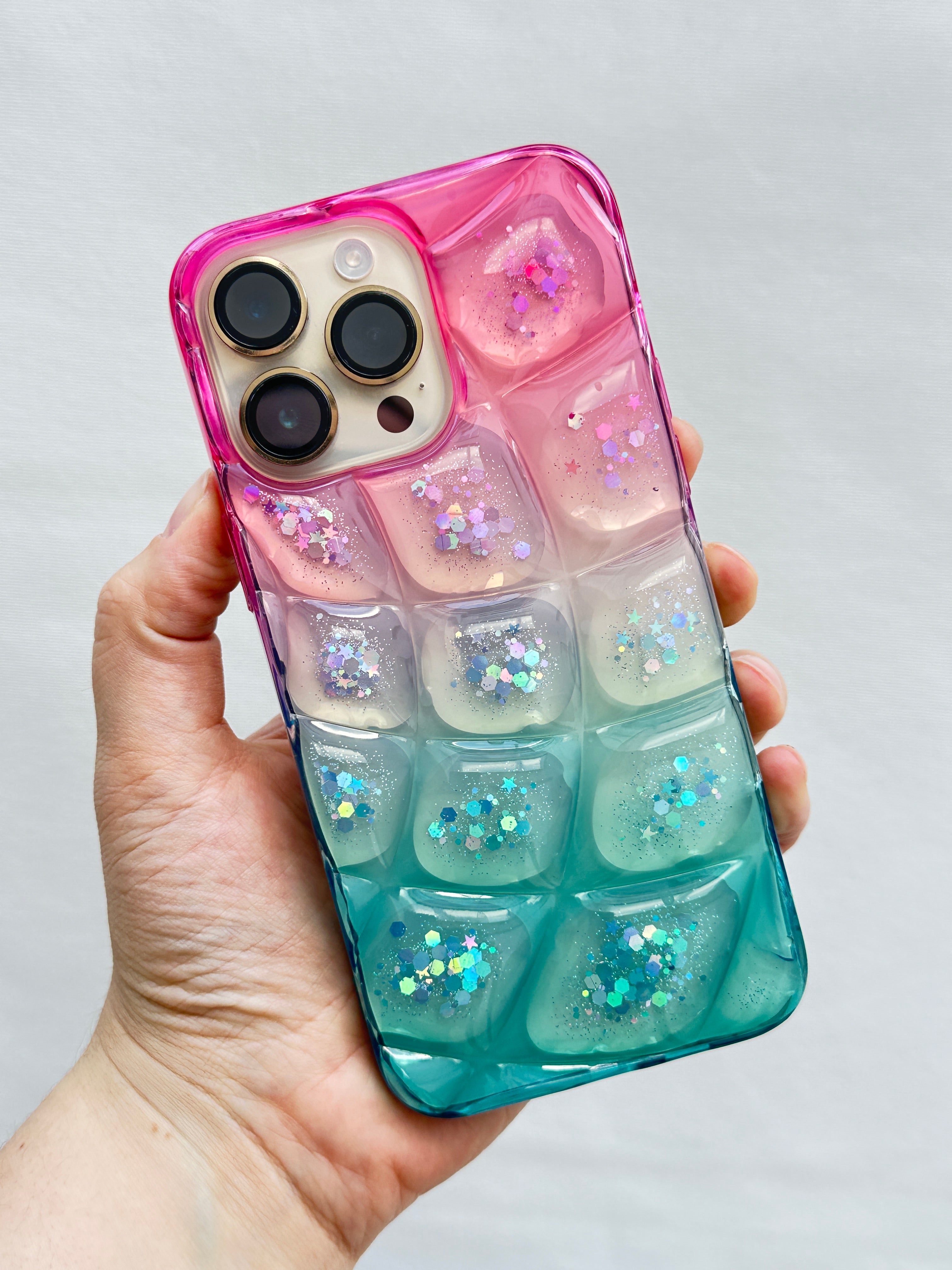 iPhone 15 Pro Max ile Uyumlu Darbelere Karşı Dayanıklı Simli Kamera Çıkıntılı Çift Renkli Diamond Kılıf