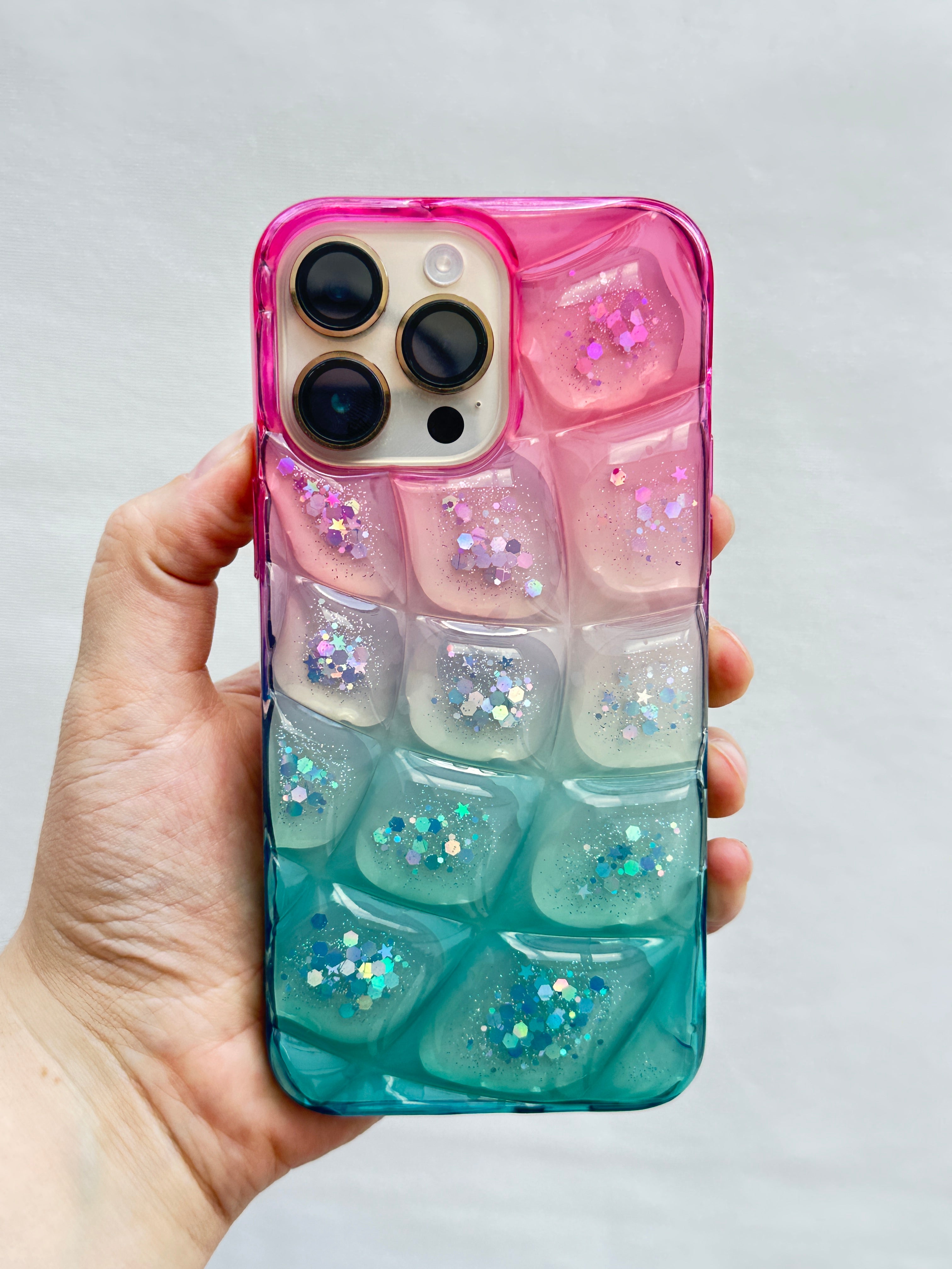 iPhone 15 Pro Max ile Uyumlu Darbelere Karşı Dayanıklı Simli Kamera Çıkıntılı Çift Renkli Diamond Kılıf