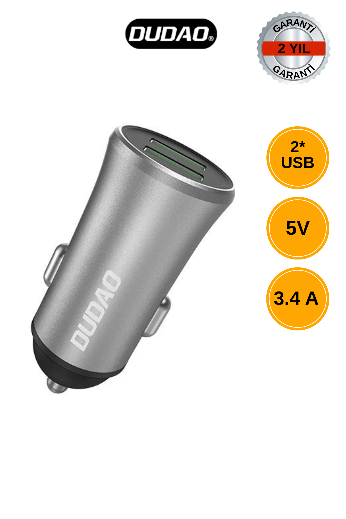 DUDAO R6S 3.4A Akıllı 2x USB Araç Şarj Cihazı
