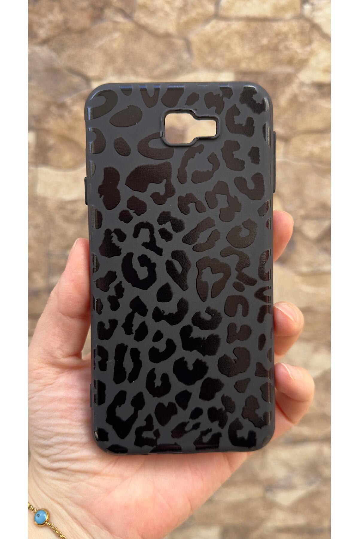 Samsung Galaxy J7 Prime Uyumlu Leopar Desenli Silikon Darbe Emici Rubber Kılıf