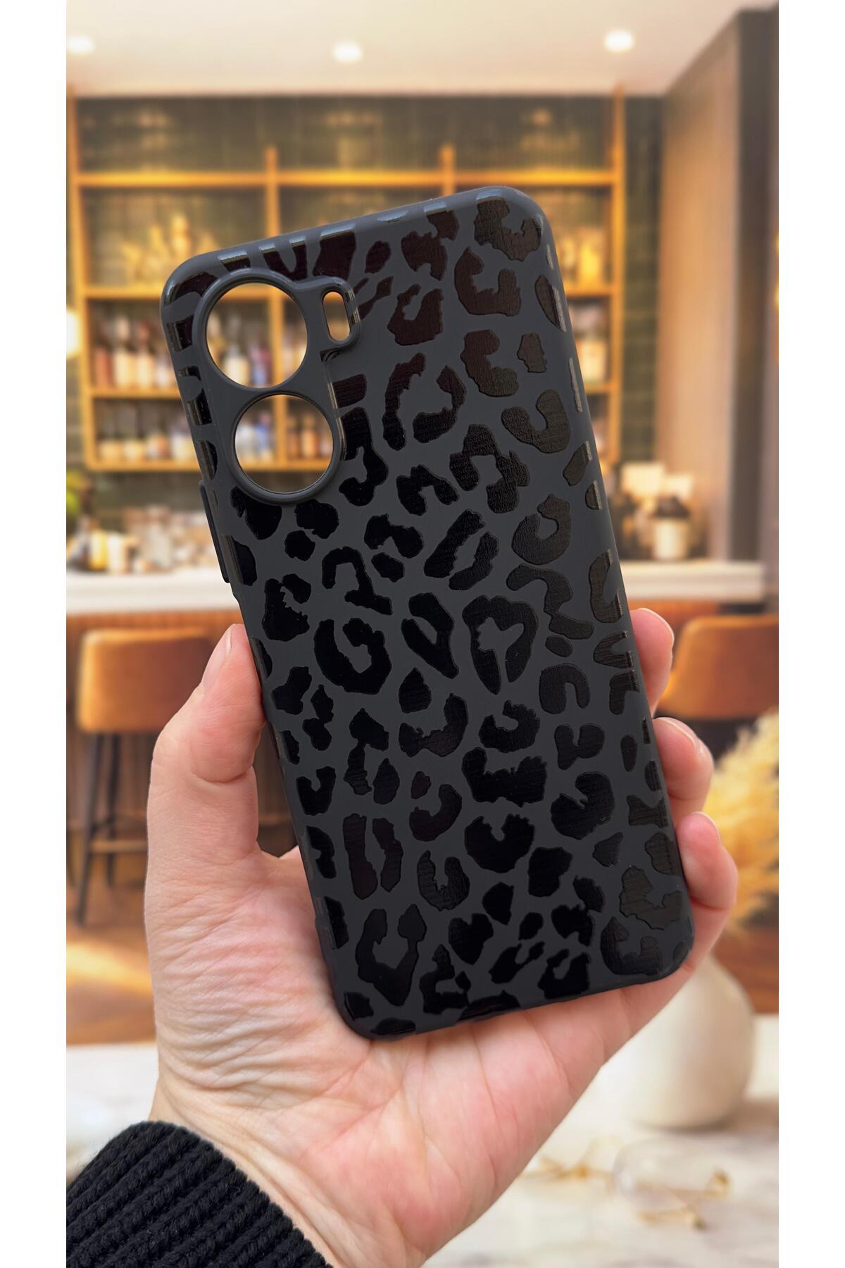 Vivo Y16 Uyumlu Leopar Desenli Silikon Darbe Emici Klasik Korumalı Rubber Kılıf