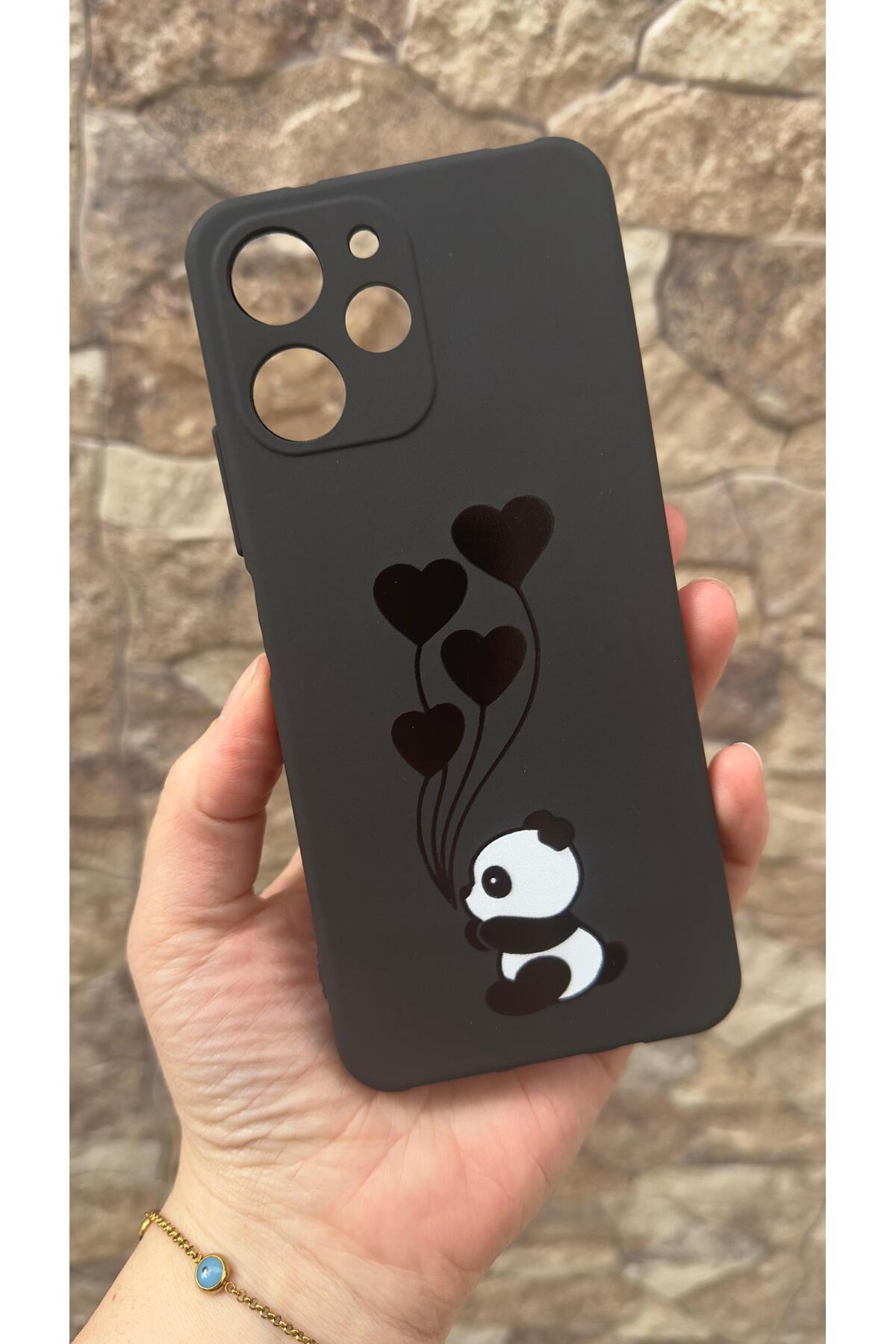 POCO X5 PRO Uyumlu Kalpli Panda Desenli Silikon Darbe Emici Klasik Korumalı Rubber Kılıf