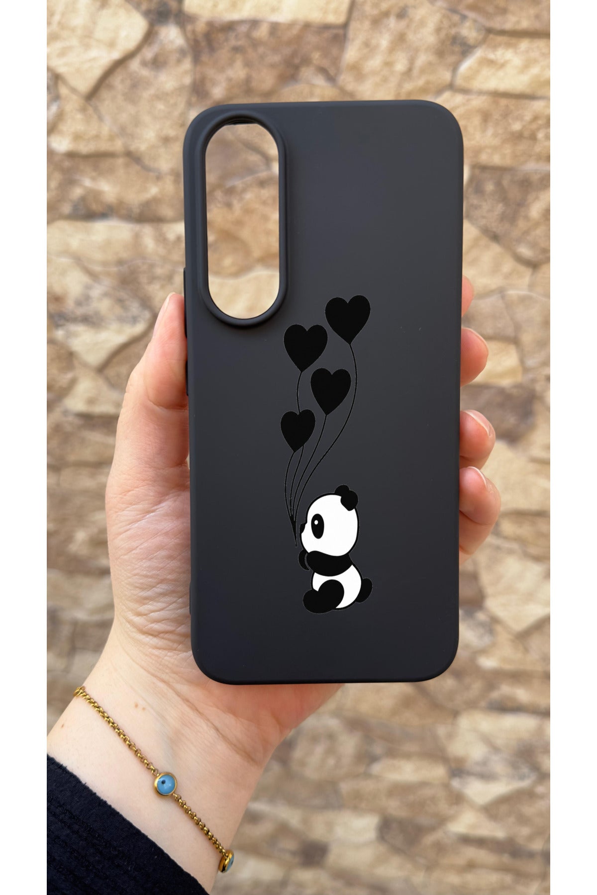 Vivo V70 FE 5G Uyumlu Kalpli Panda Desenli Silikon Darbe Emici Klasik Korumalı Rubber Kılıf