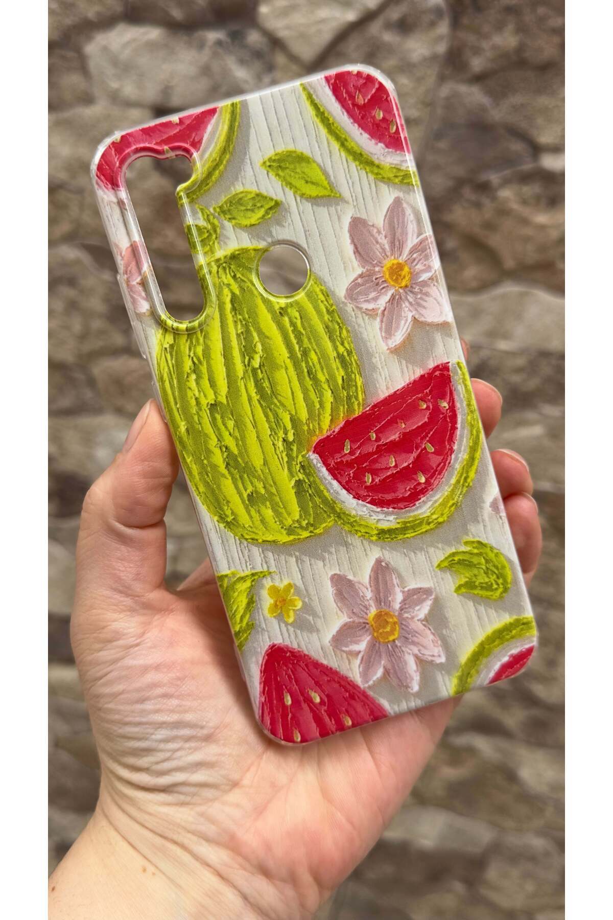Redmi Note 8 Uyumlu Karpuz Desenli Yaz Temalı Şeffaf Darbe Emici Kamera Korumalı Clear Kılıf