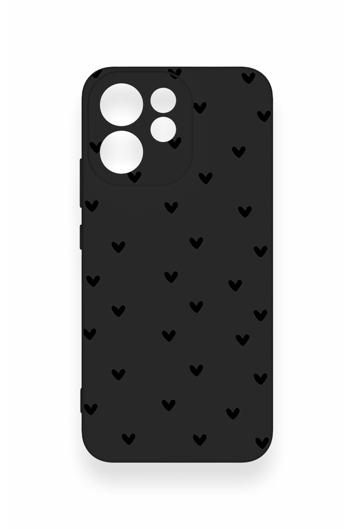 Oppo Reno 15F Uyumlu Siyah Mini Kalp Desenli Silikon Kılıf