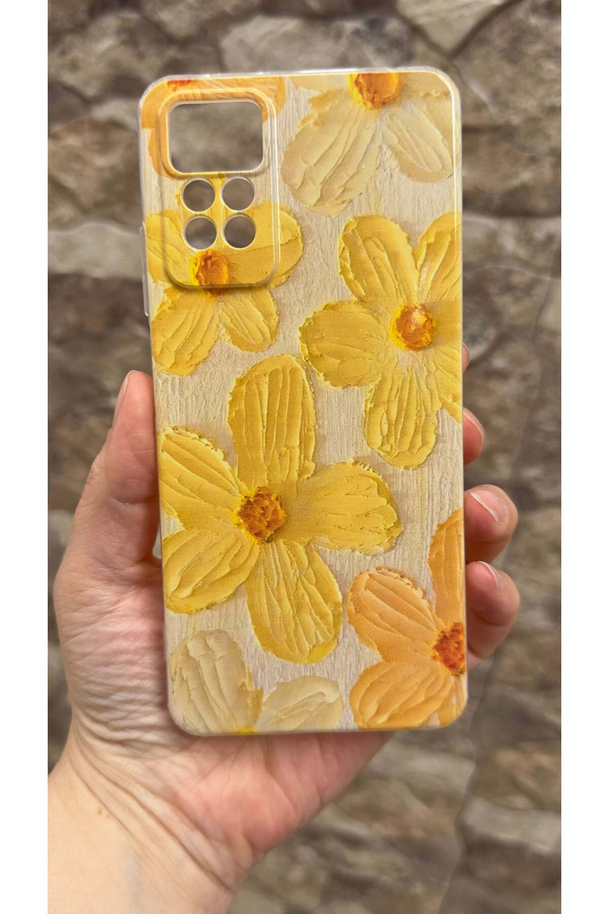 Redmi Note 11 Pro Uyumlu Sarı Çiçek Desenli Şeffaf Darbe Emici Kamera Korumalı Clear Kılıf