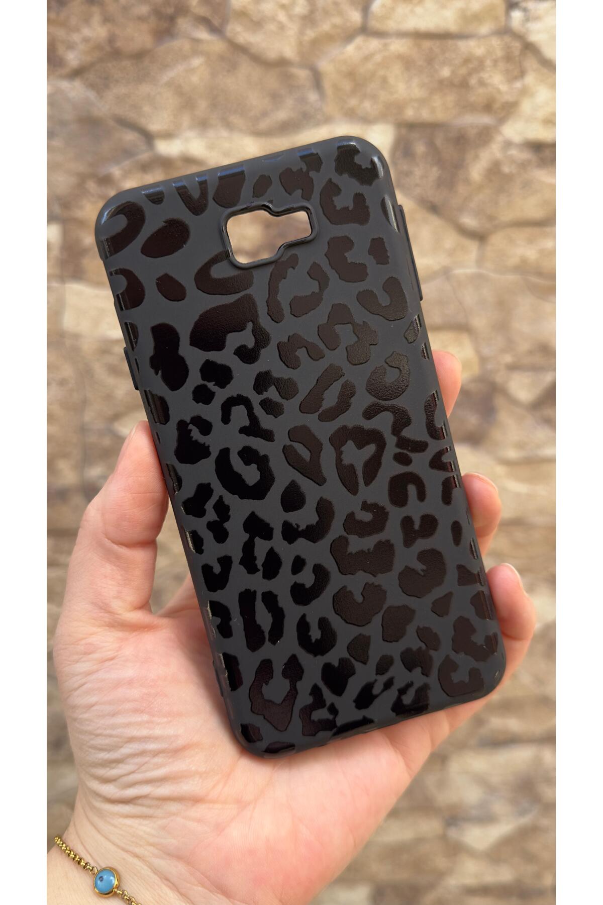 Samsung Galaxy J7 Prime Uyumlu Leopar Desenli Silikon Darbe Emici Rubber Kılıf