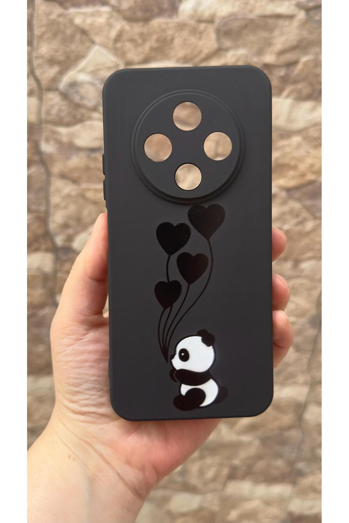 TECNO SPARK 30C Uyumlu Kalpli Panda Desenli Silikon Darbe Emici Klasik Korumalı Rubber Kılıf