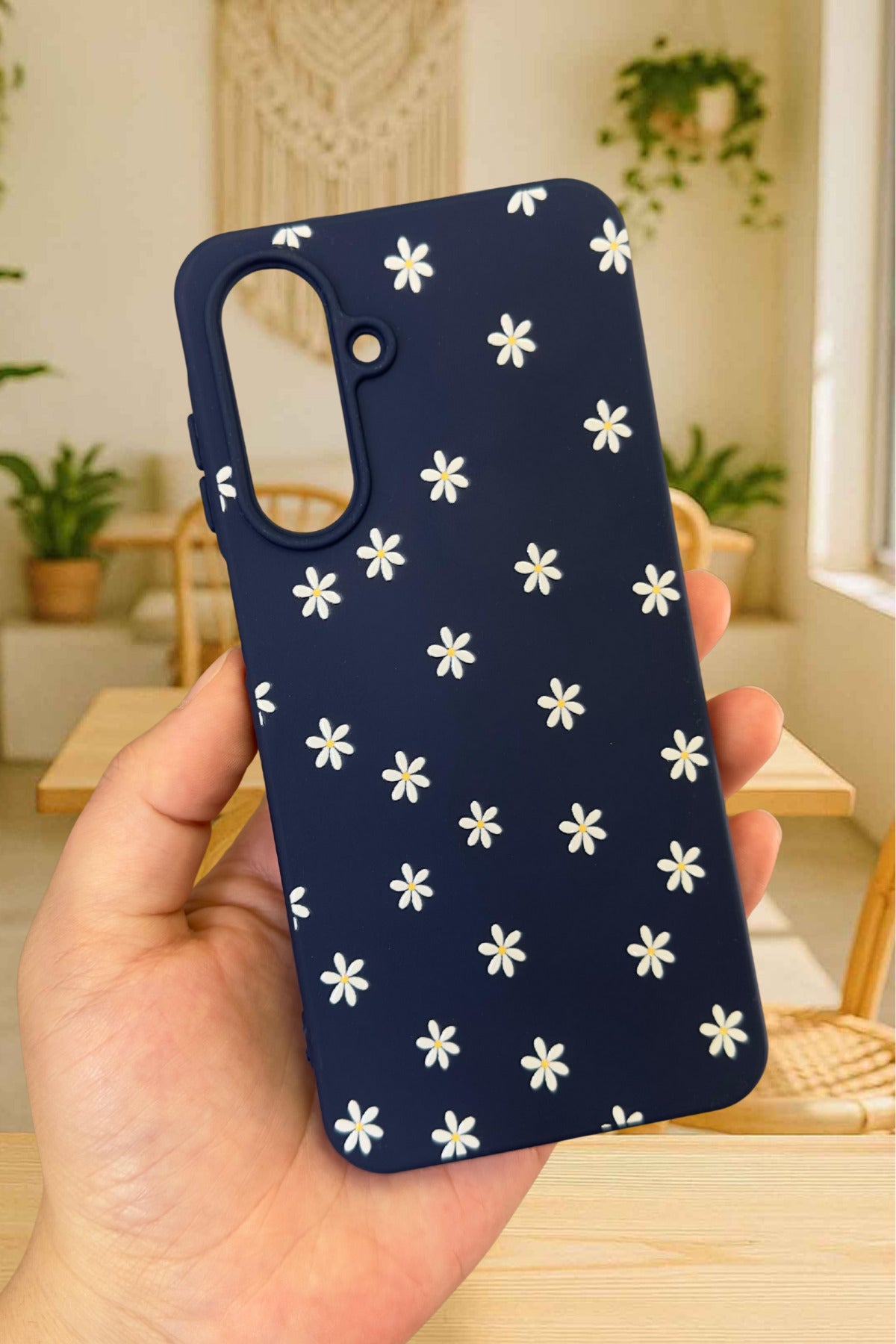 Samsung Galaxy A36 Uyumlu Mini Papatya Desenli Silikon Darbe Emici Klasik Korumalı Rubber Kılıf