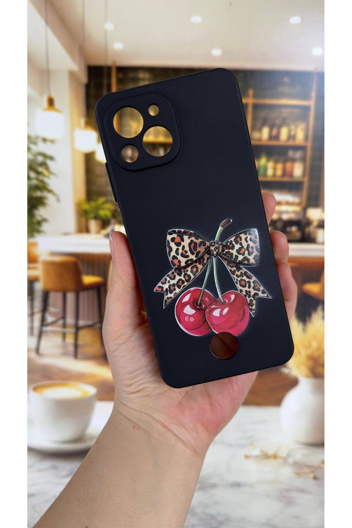 REEDER S23 PRO MAX Uyumlu Kiraz Fiyonk Leopar Desenli Silikon Darbe Emici Klasik Rubber Kılıf