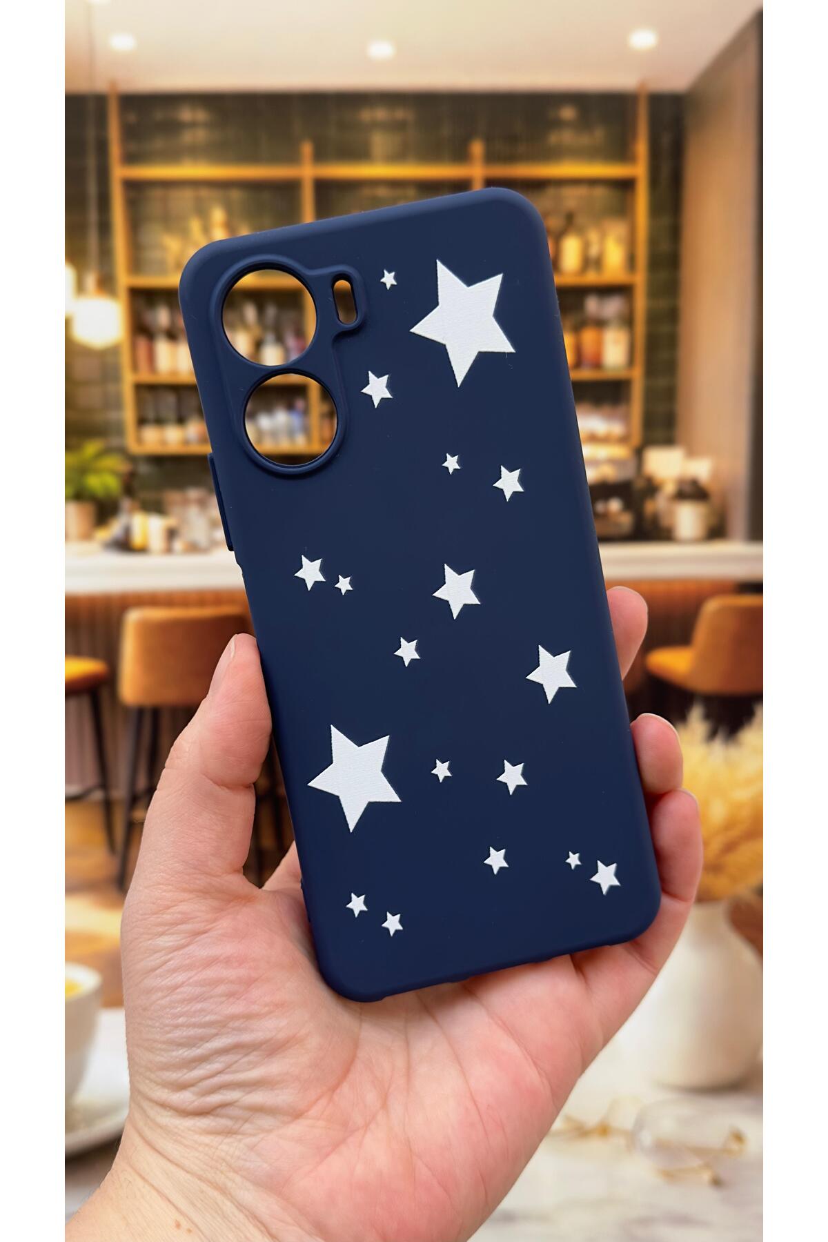 Vivo Y16 Uyumlu Mini Yıldız Desenli Silikon Darbe Emici Klasik Korumalı Rubber Kılıf