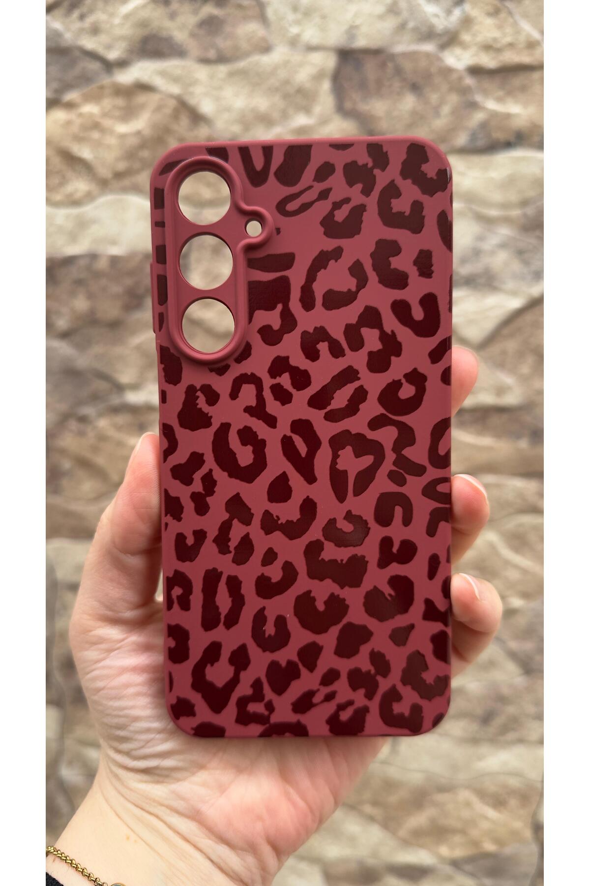 Samsung Galaxy A55 Uyumlu Leopar Desenli Silikon Darbe Emici Klasik Korumalı Rubber Kılıf