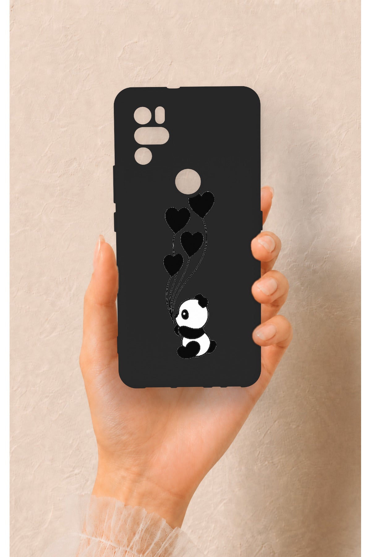 Omix X300 Uyumlu Kalpli Panda Desenli Silikon Kılıf