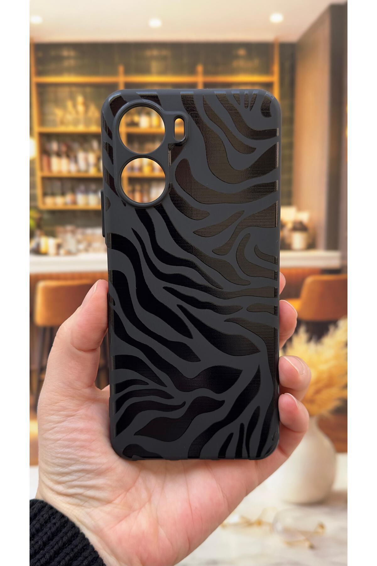 Vivo Y16 Uyumlu Zebra Desenli Silikon Darbe Emici Klasik Korumalı Rubber Kılıf