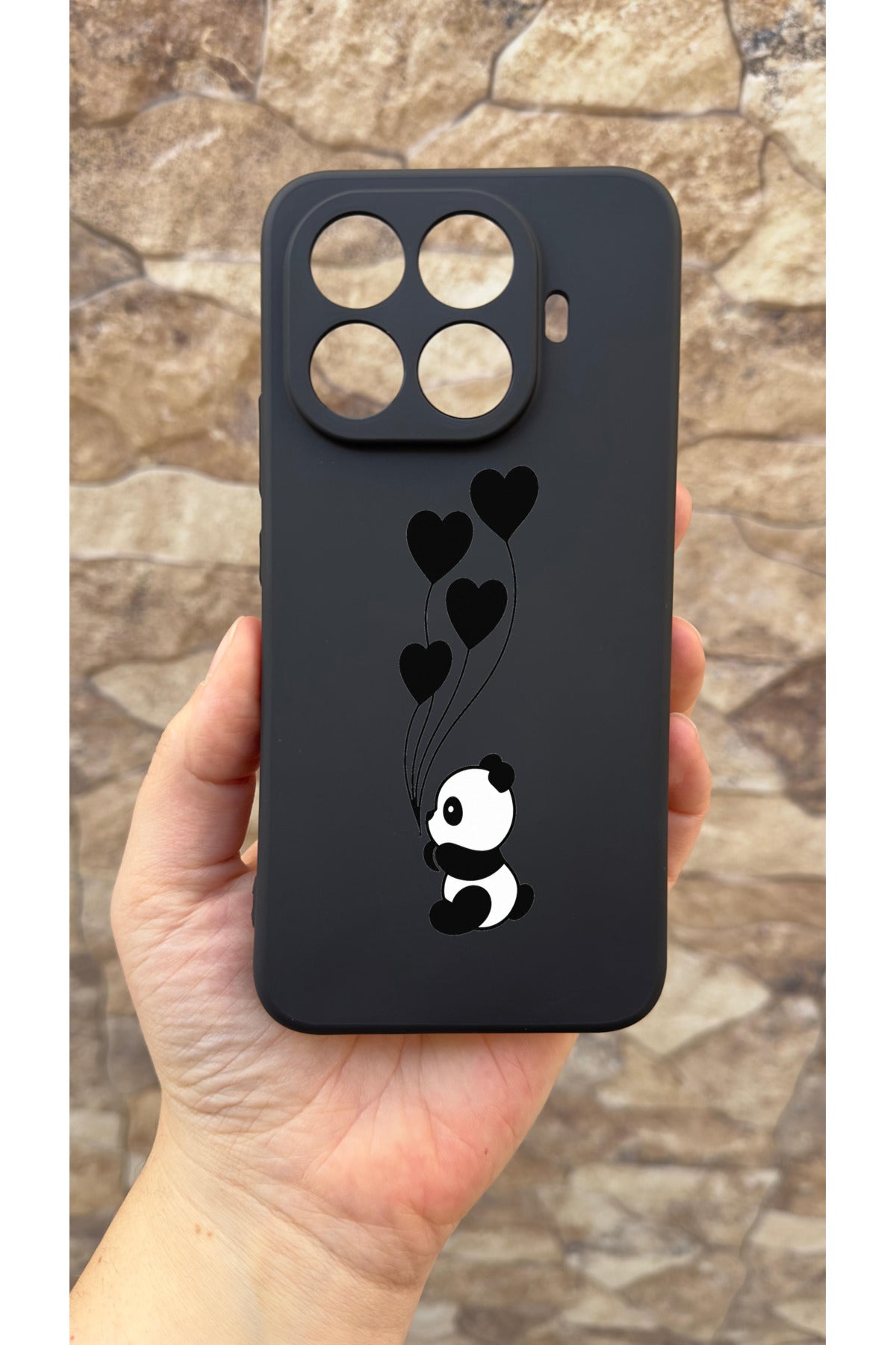 Mi 15T PRO Uyumlu Kalpli Panda Desenli Silikon Darbe Emici Klasik Korumalı Rubber Kılıf
