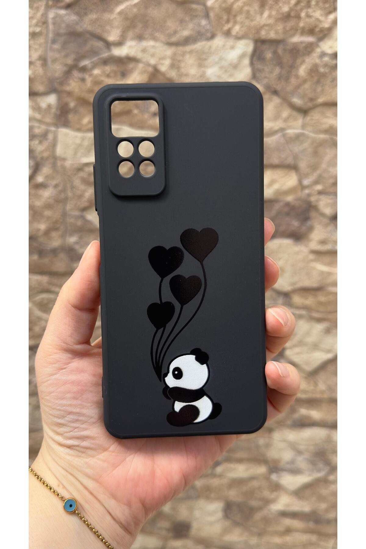 Redmi Note 11 Pro/Note 12 Pro 4G Uyumlu Kalpli Panda Desenli Silikon Darbe Emici Klasik Korumalı Rubber Kılıf