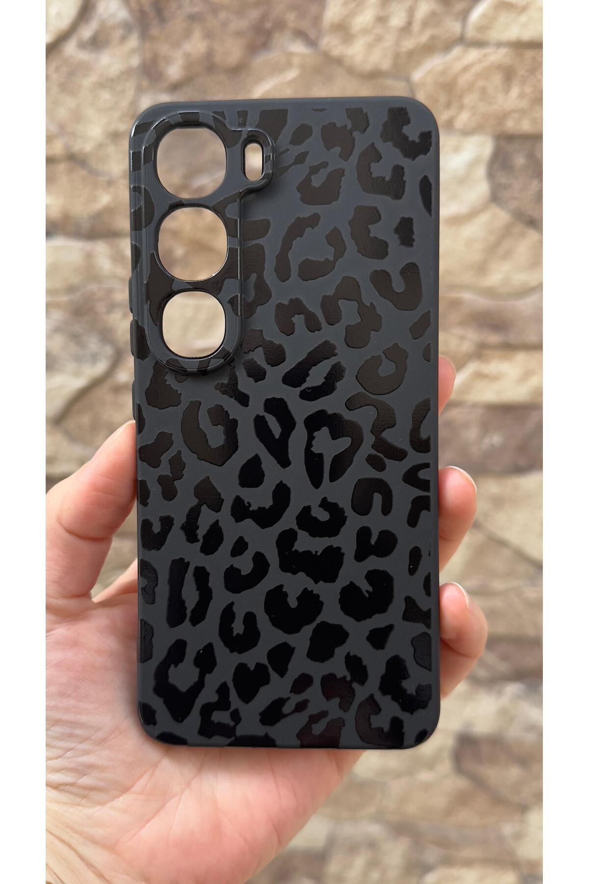 Vivo V40 Lite 5G Uyumlu Leopar Desenli Silikon Darbe Emici Klasik Korumalı Rubber Kılıf