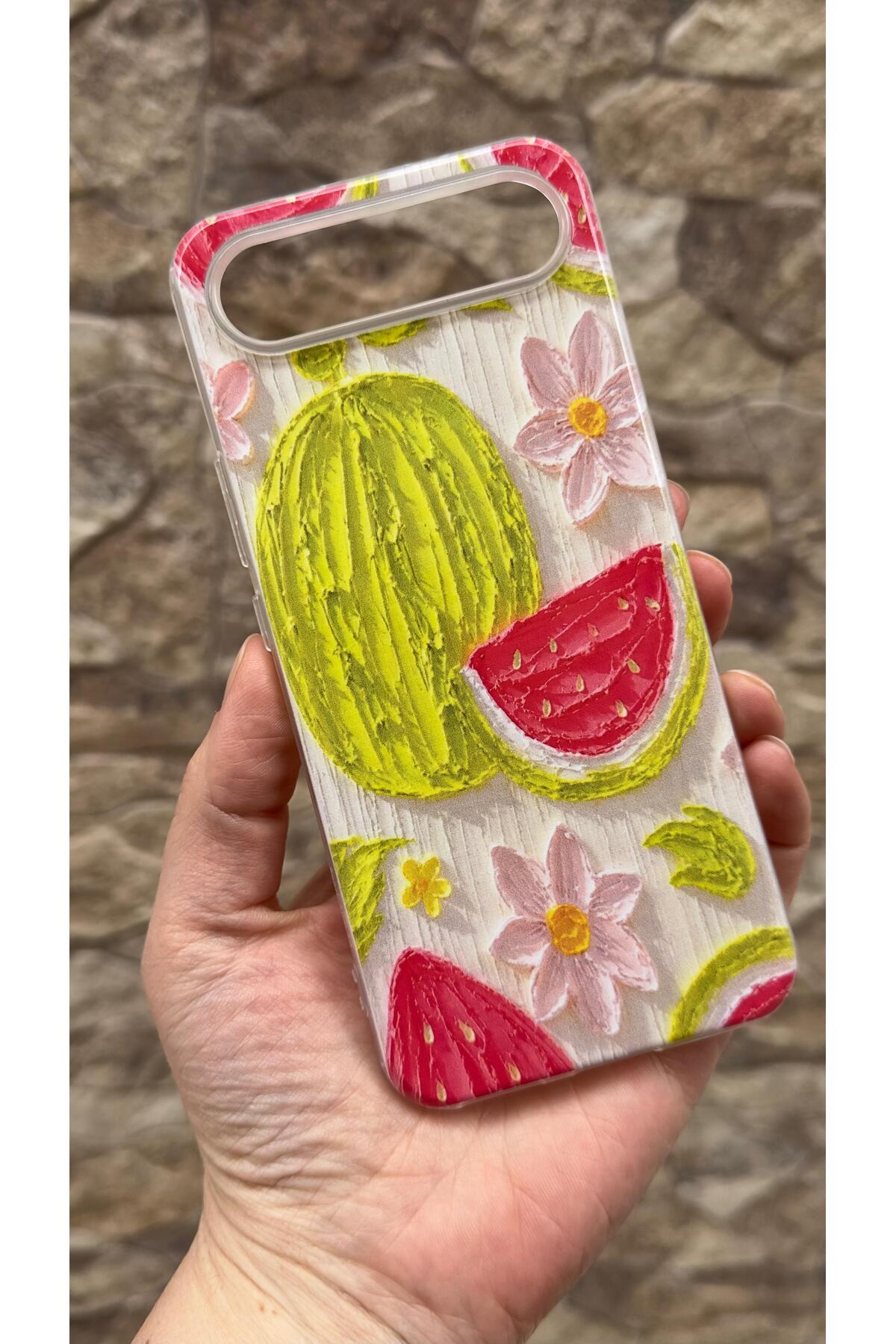 Tecno Spark Slim Uyumlu Karpuz Desenli Yaz Temalı Şeffaf Darbe Emici Kamera Korumalı Clear Kılıf