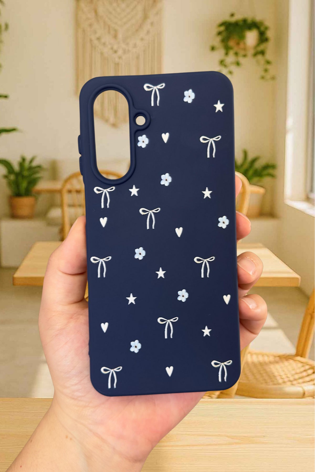 Samsung Galaxy A36 Uyumlu Mini Fiyonk Desenli Silikon Darbe Emici Klasik Korumalı Rubber Kılıf