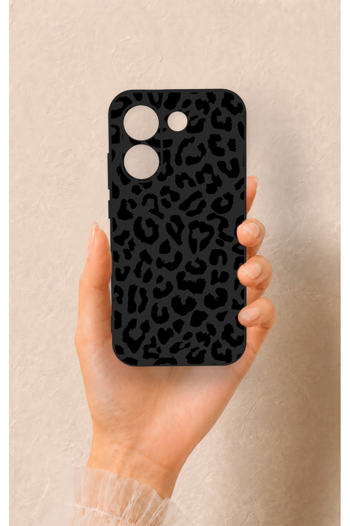 Poco X8 Pro Uyumlu Siyah Leopar Desenli Silikon Kılıf