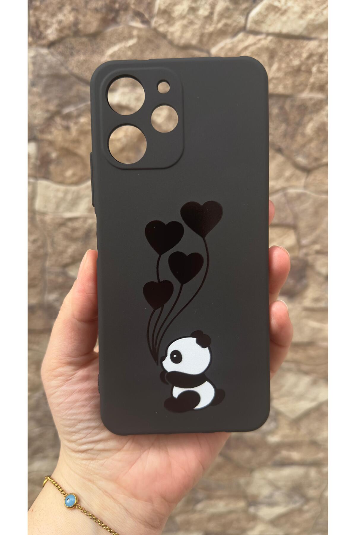 POCO X5 PRO Uyumlu Kalpli Panda Desenli Silikon Darbe Emici Klasik Korumalı Rubber Kılıf