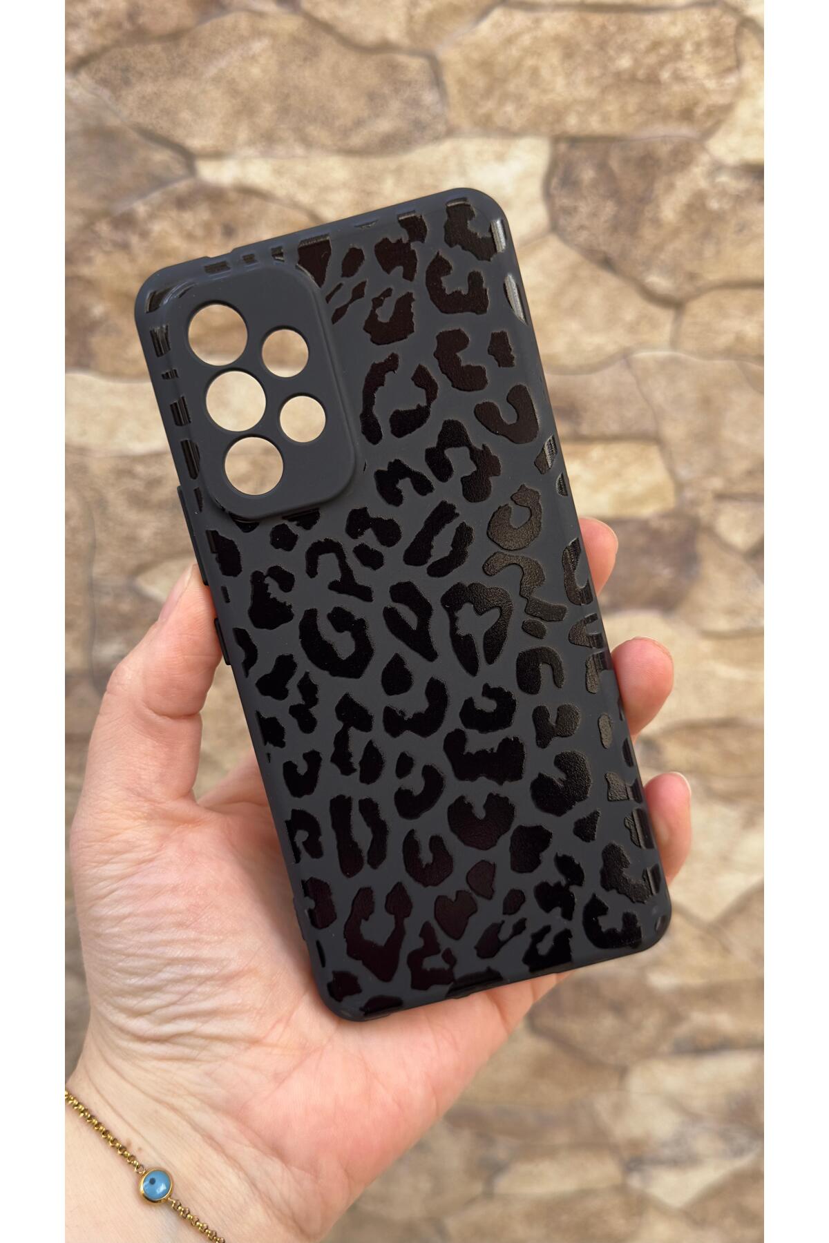 Samsung Galaxy A53 Uyumlu Leopar Desenli Silikon Darbe Emici Klasik Korumalı Rubber Kılıf