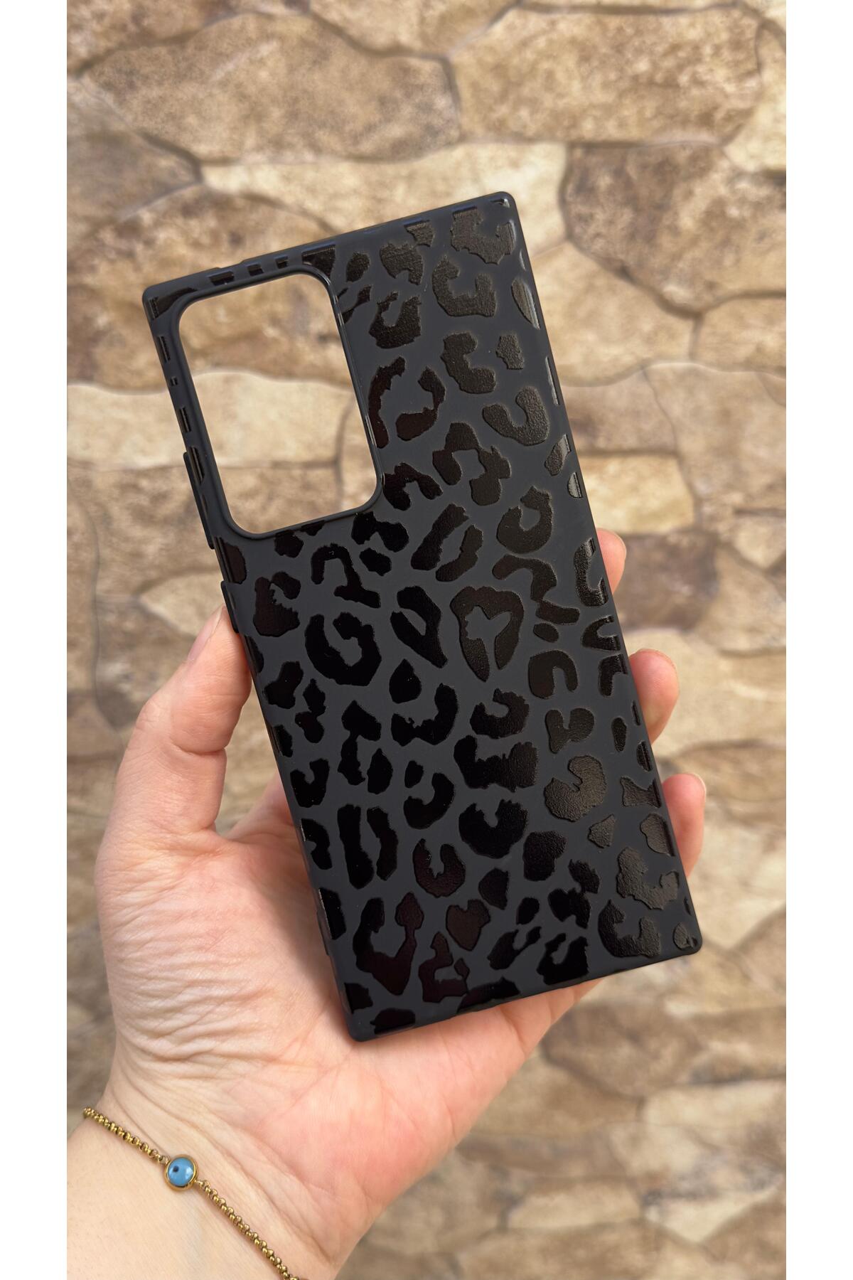Samsung Galaxy Note 20 Ultra Uyumlu Leopar Desenli Silikon Darbe Emici Klasik Korumalı Rubber Kılıf