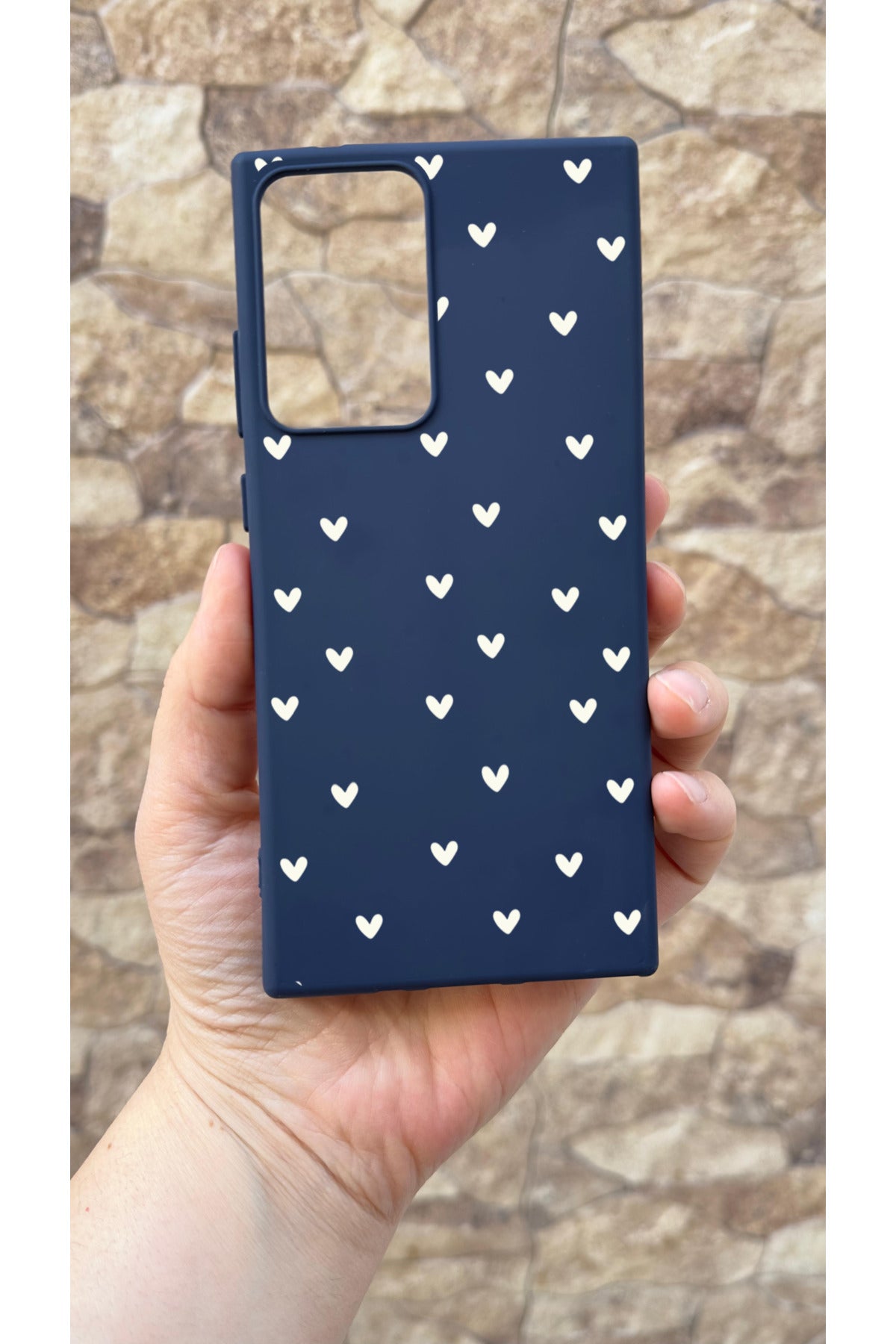 Samsung Galaxy Note 20 Ultra Uyumlu Mini Beyaz Kalp Desenli Silikon Darbe Emici Klasik Korumalı Rubber Kılıf