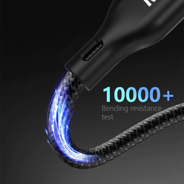 DUDAO A12MAX+ Çoklu Şarj Kablosu - 100W USB-C, Lightning (30W), Akıllı Saat Şarj Yeri, Örgü Kablo, PD Destekli
