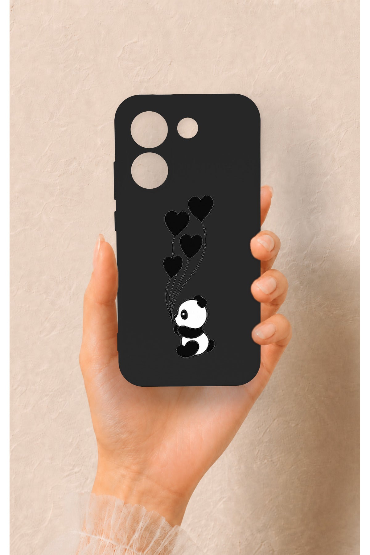 Poco X8 Pro Uyumlu Kalpli Panda Desenli Silikon Kılıf
