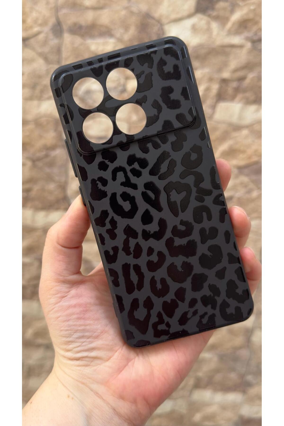 Poco X6 Pro 5G Uyumlu Leopar Desenli Silikon Darbe Emici Klasik Korumalı Rubber Kılıf