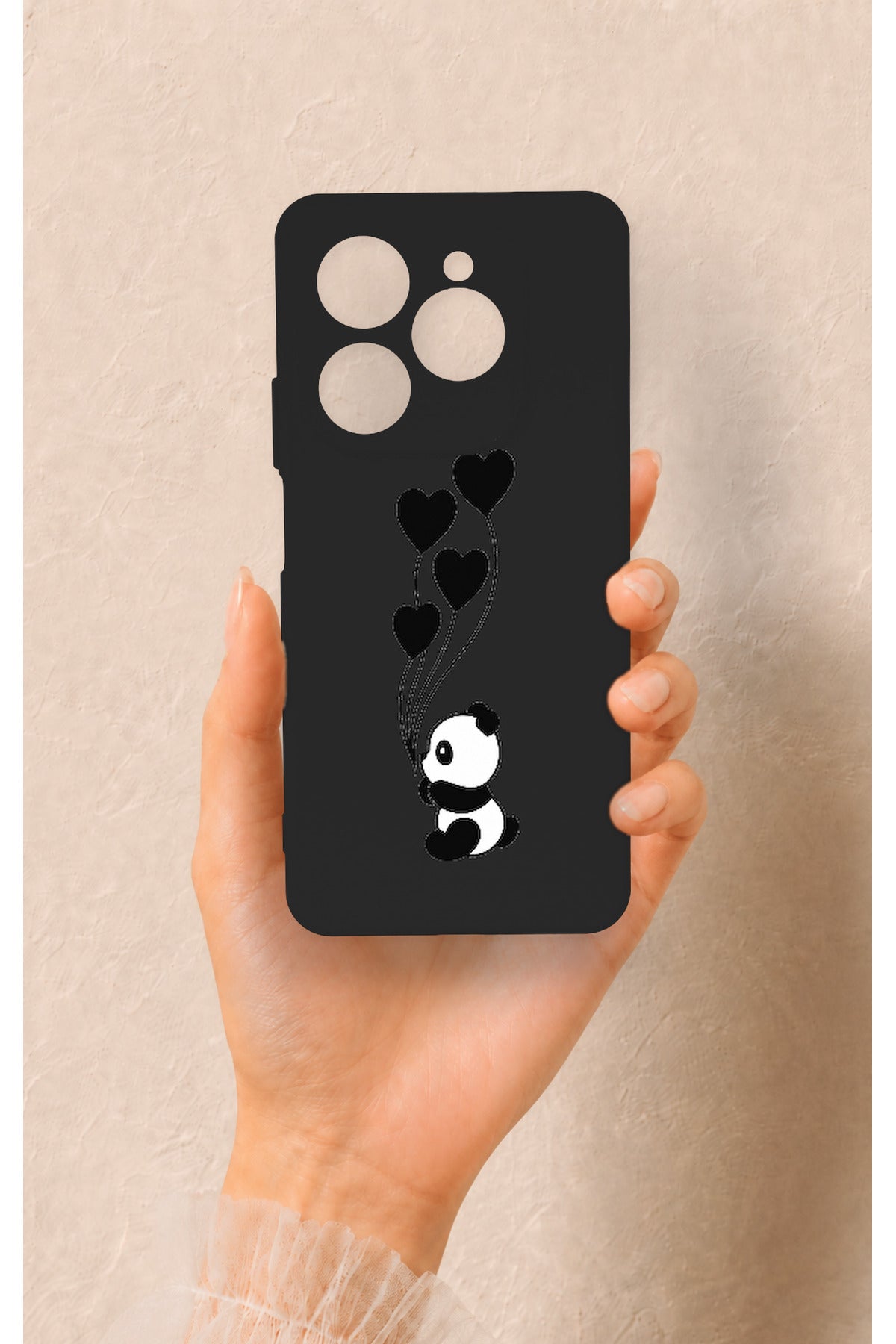 Tecno Spark 20 Pro Uyumlu Kalpli Panda Desenli Silikon Kılıf
