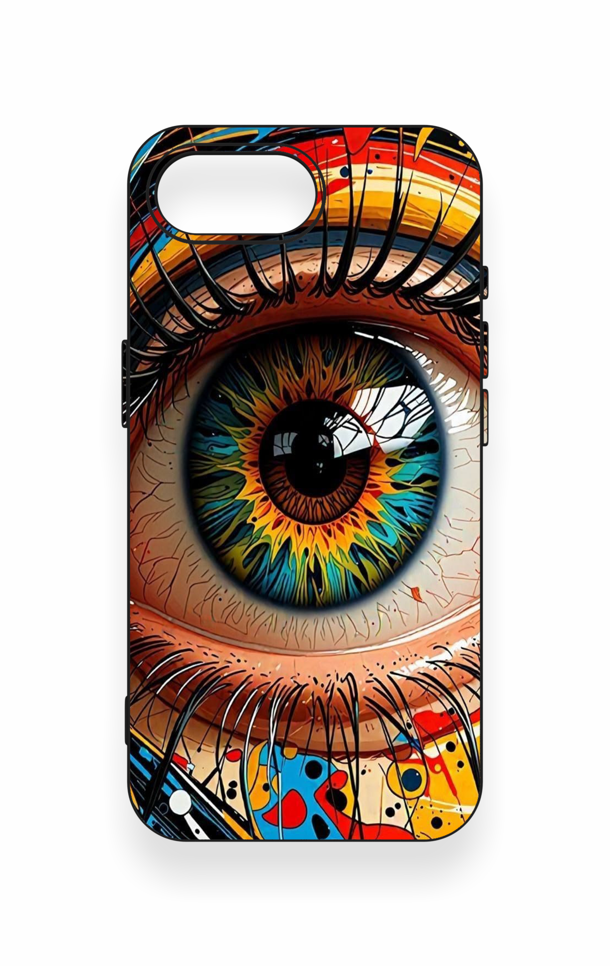 iPhone 16E Uyumlu Renkli Göz Bebeği Desenli Silikon Kılıf