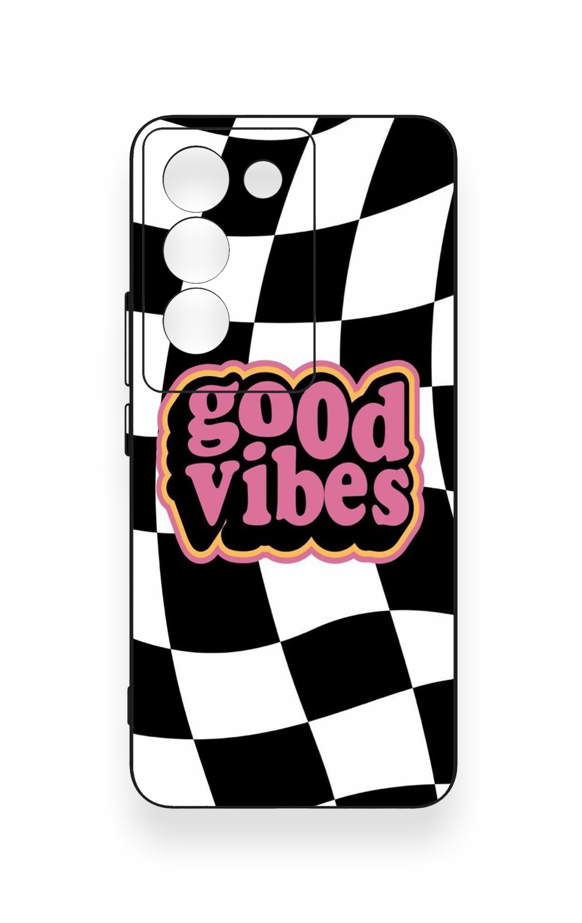 Vivo V30 Lite Uyumlu Black Good Vibes Desenli Silikon Kılıf