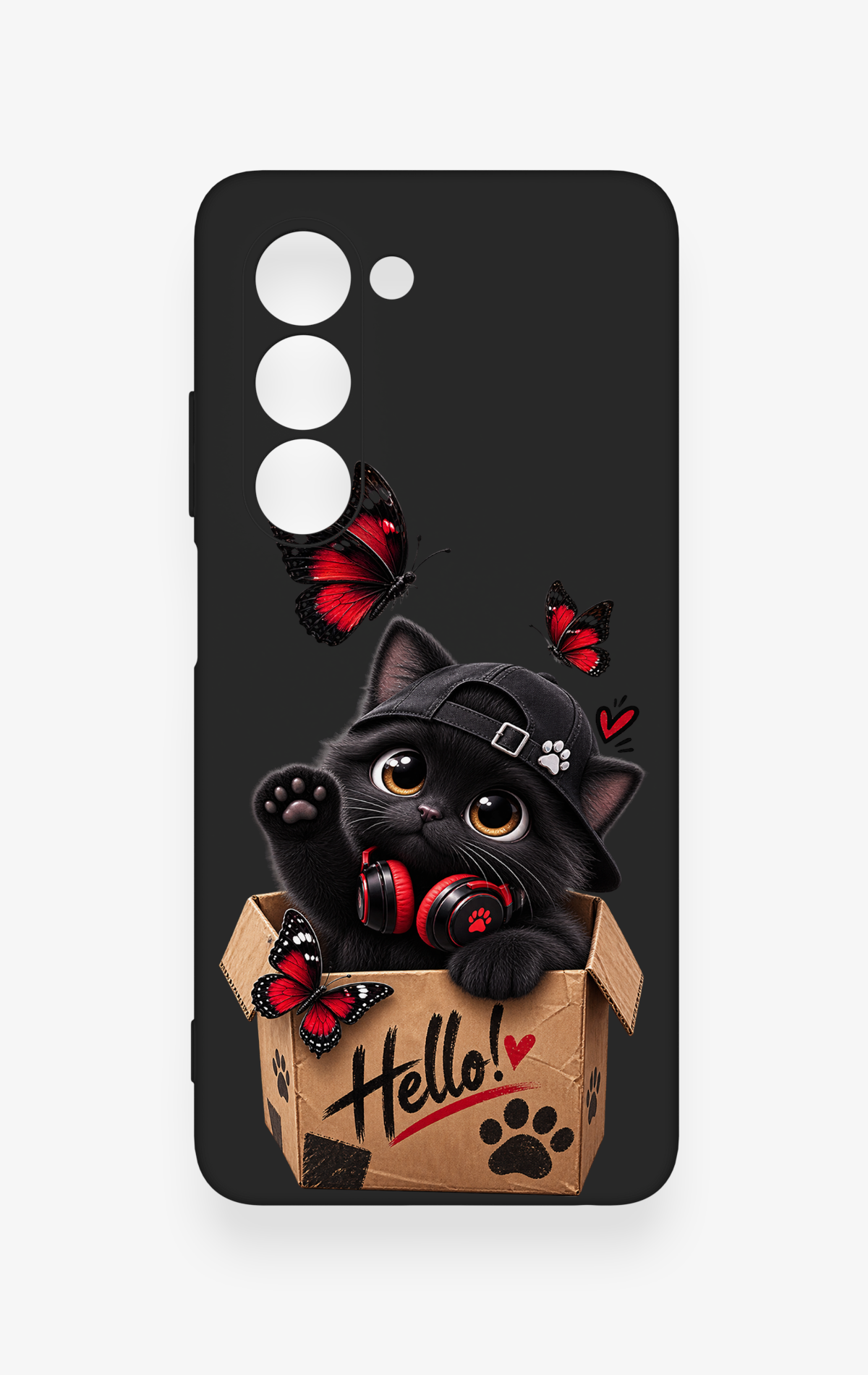 Oppo A5 5G Uyumlu Hello Cat Desenli Silikon Kılıf