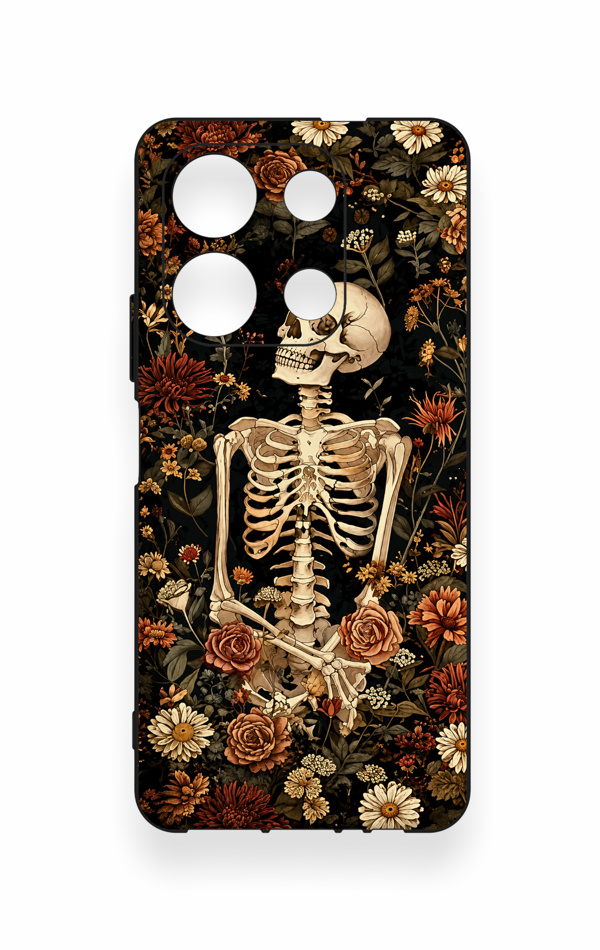 İnfinix Note 30 Uyumlu Çiçek İskelet Desenli Silikon Kılıf