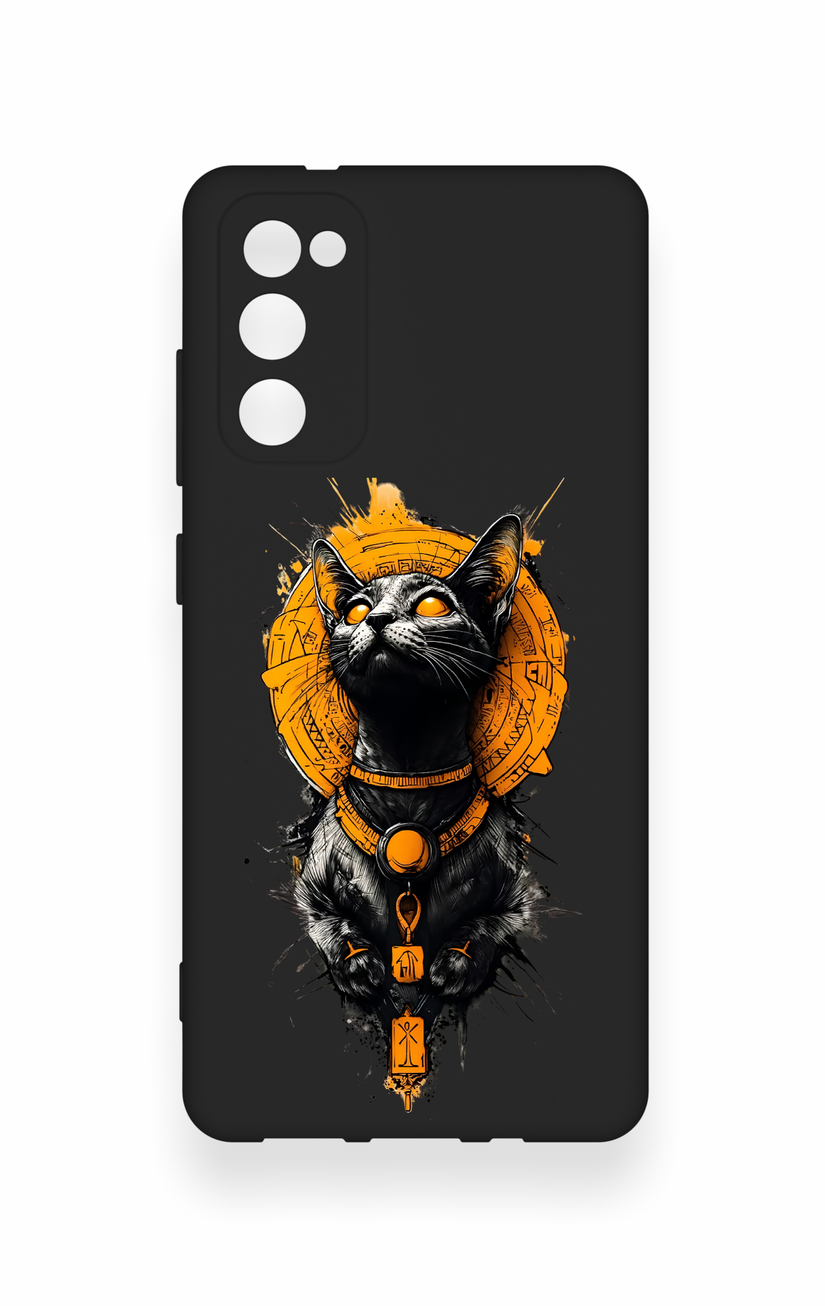 Samsung S20Fe Uyumlu Mısırlı Kedi Tanrısı Desenli Silikon Kılıf