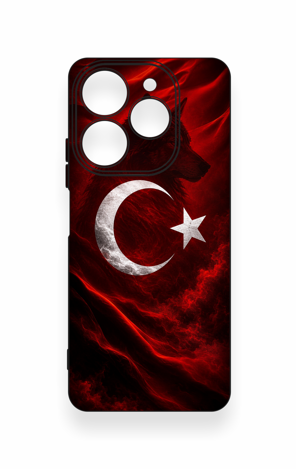 Tecno Spark 10 Pro Uyumlu Kurt Türk Bayrağı Desenli Silikon Kılıf