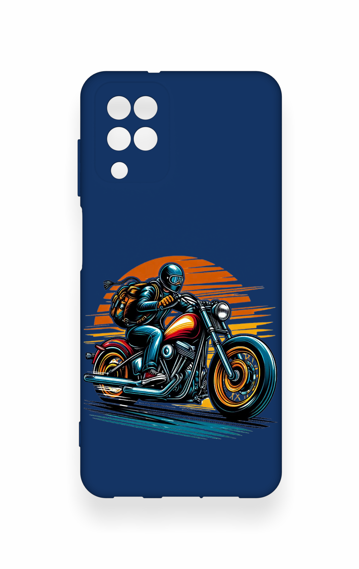Samsung A12 Uyumlu Moto Rider Desenli Silikon Kılıf