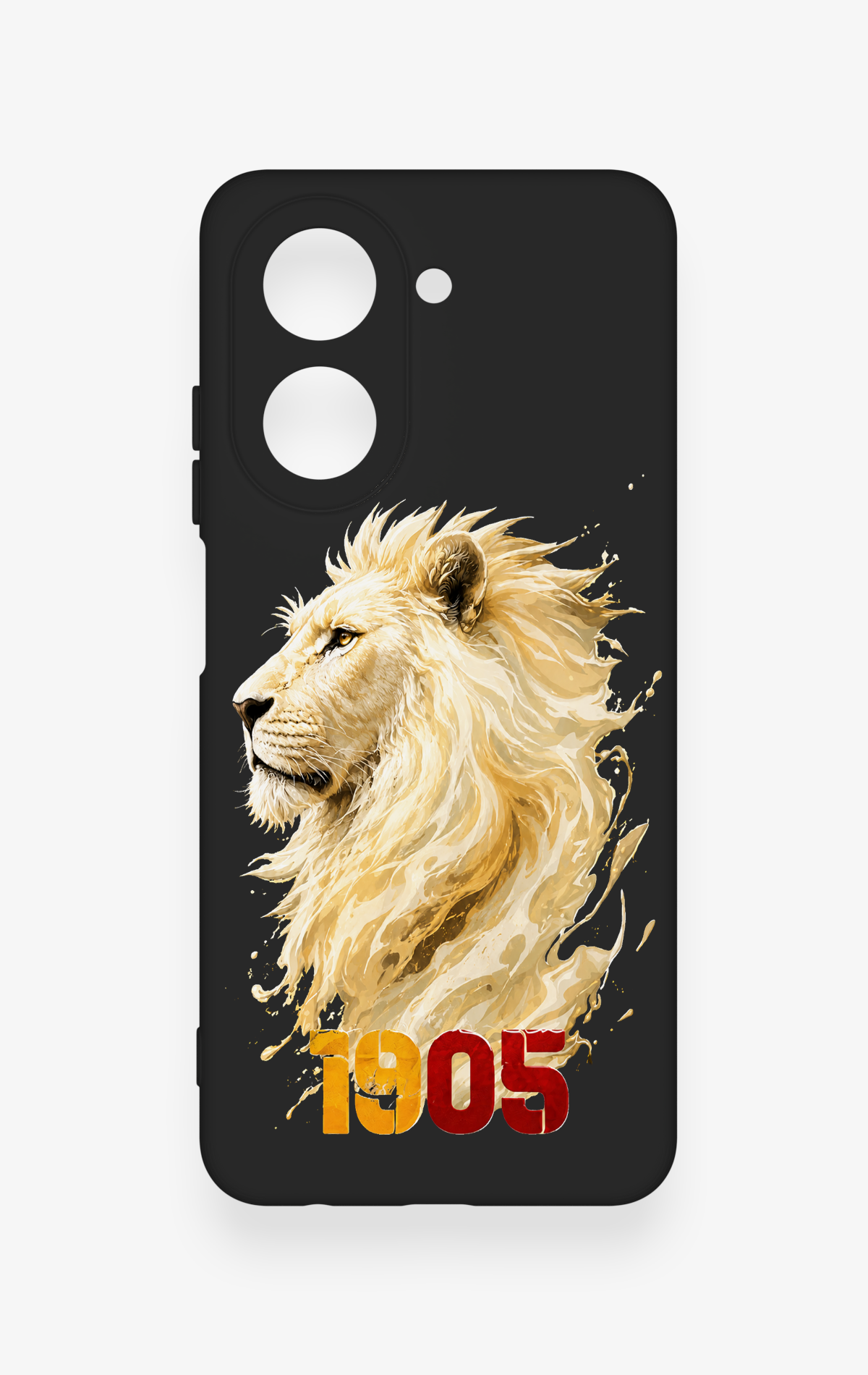 Redmi A5 Uyumlu Sarı Kırmızı 1905 Aslan Desenli Silikon Kılıf