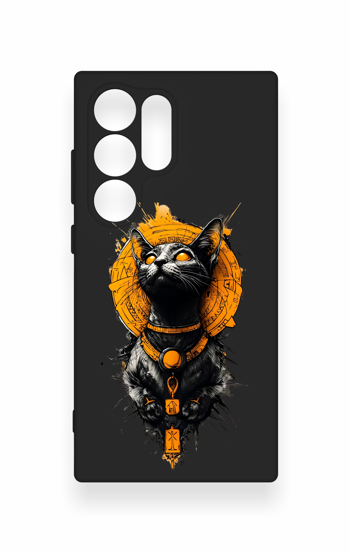 Samsung S24 Ultra Uyumlu Mısırlı Kedi Tanrısı Desenli Silikon Kılıf
