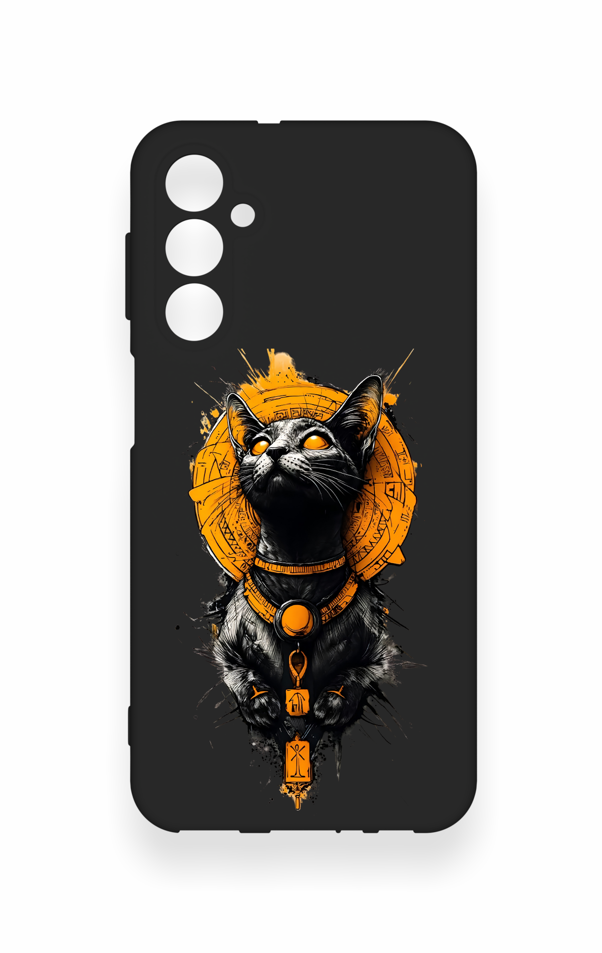 Samsung M34 Uyumlu Mısırlı Kedi Tanrısı Desenli Silikon Kılıf