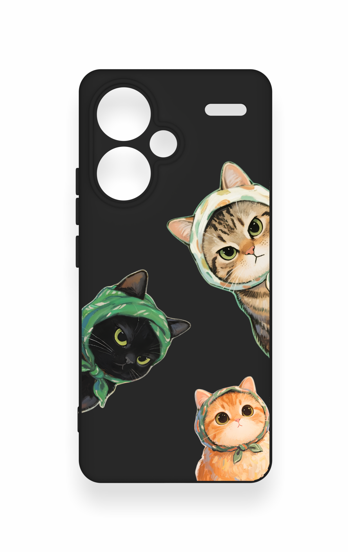 Redmi Note 13 Pro Plus Uyumlu Kedi Ekibi Desenli Silikon Kılıf