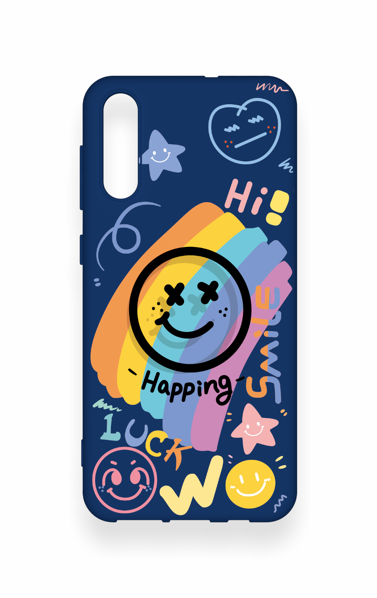 Samsung A50 Uyumlu Happing Smile Desenli Silikon Kılıf