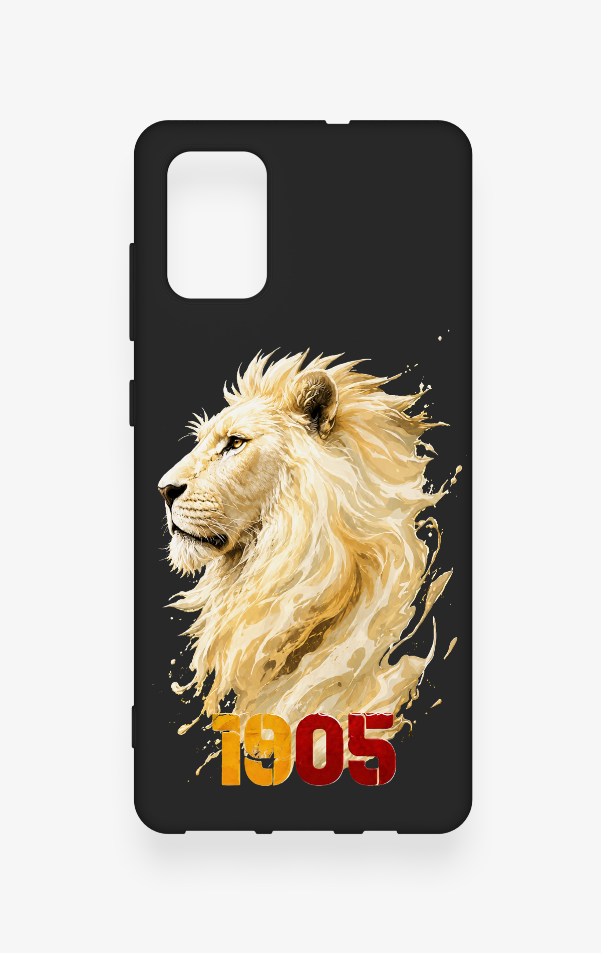 Samsung-A71 Uyumlu Sarı Kırmızı 1905 Aslan Desenli Silikon Kılıf