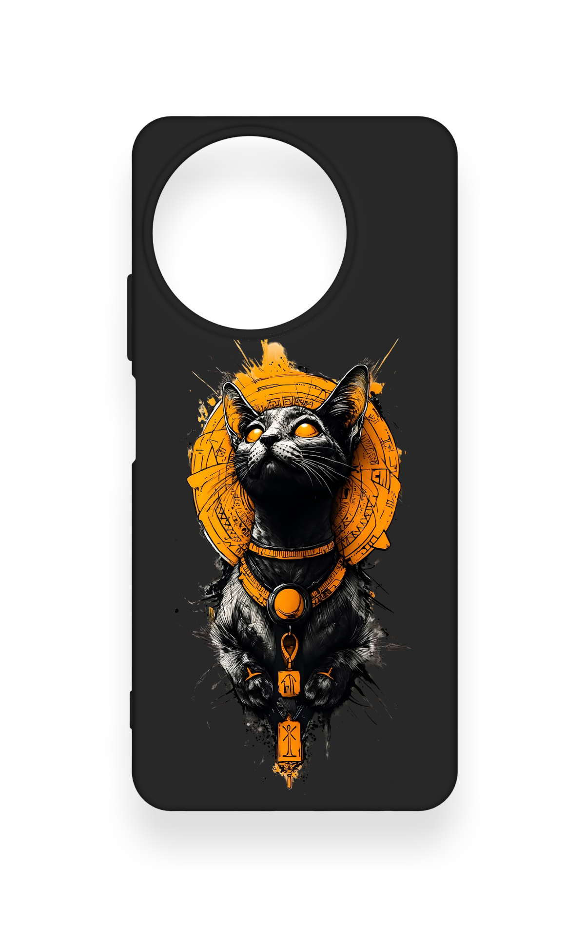 Realme 11 Uyumlu Mısırlı Kedi Tanrısı Desenli Silikon Kılıf