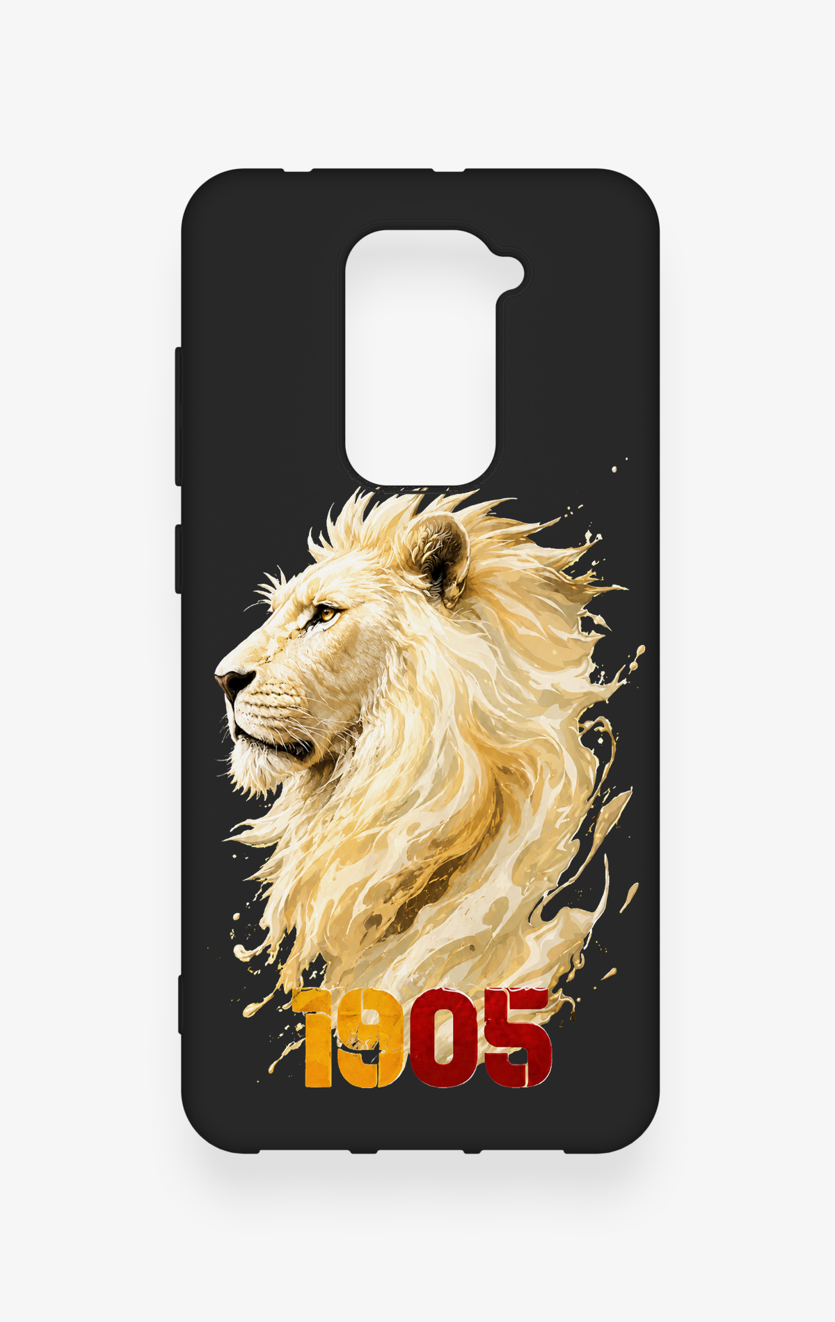 Redmi Note 9 Uyumlu Sarı Kırmızı 1905 Aslan Desenli Silikon Kılıf