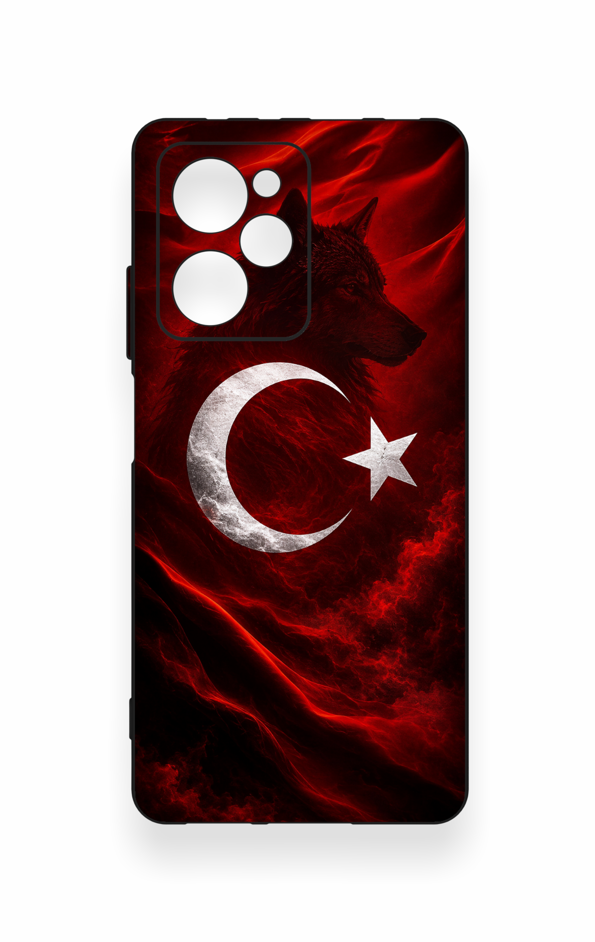 Poco X5 Pro Uyumlu Kurt Türk Bayrağı Desenli Silikon Kılıf
